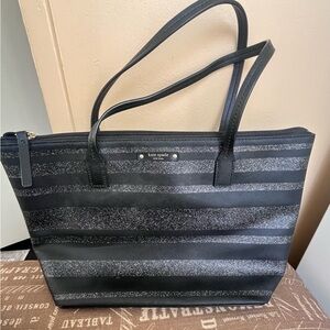 Kate Spade Black and Silver Glitter Tote